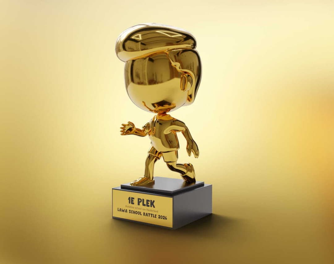 De gouden Schoolbattle-trofee